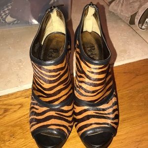 Brown zebra striped heels